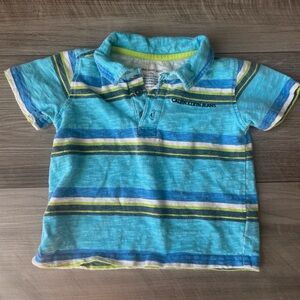 Calvin Klein Jeans Kids 12M Blue Striped Polo Shirt